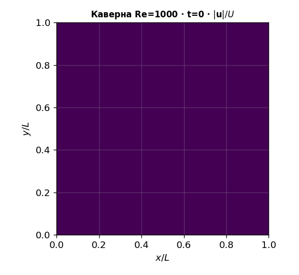 Становление течения в каверне